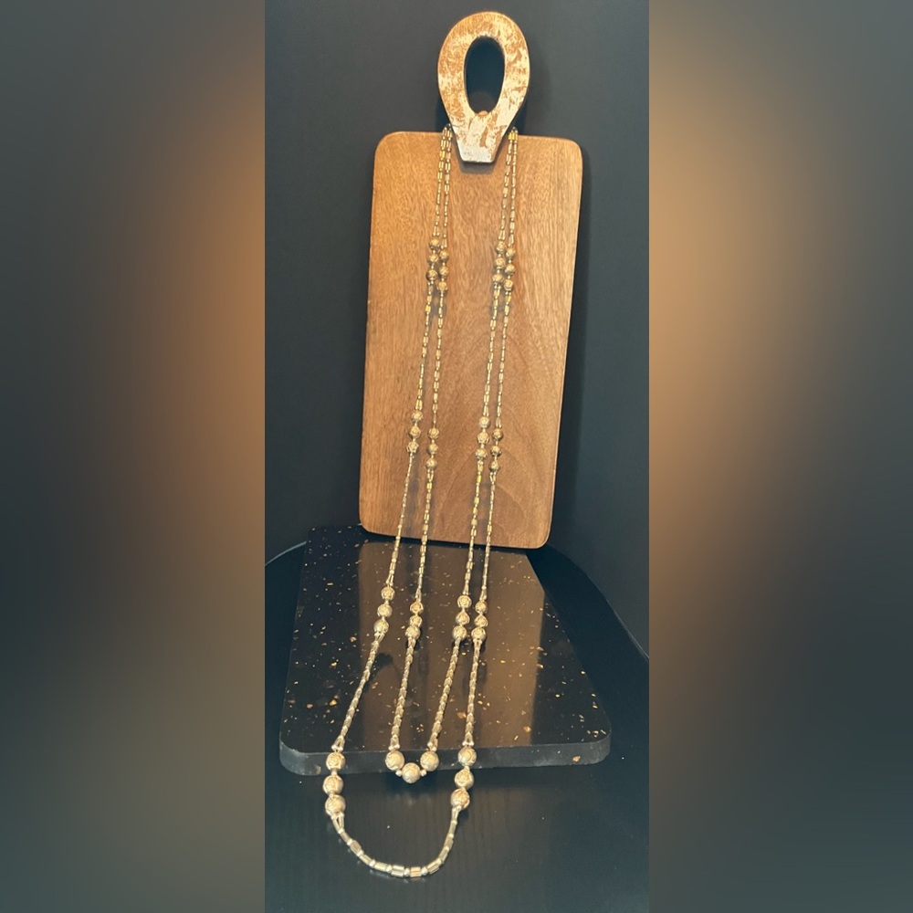 Elegant Silver rose bud Beaded sautuir Necklaces 20” and 22”